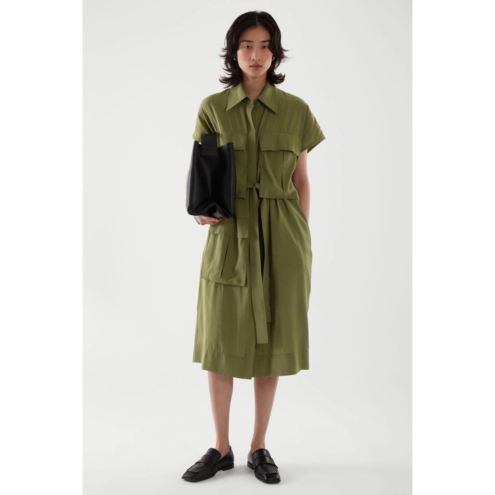 COS belted utility dress in khaki green